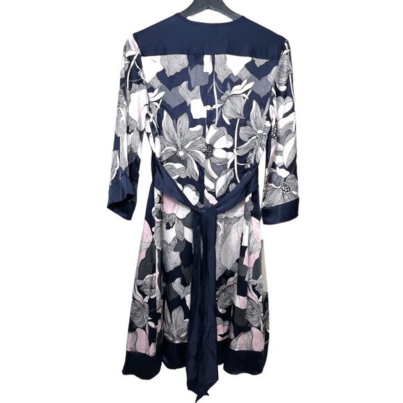 BEBE Navy 100% Silk Kimono Dress Y2K size S - Picture 2 of 8